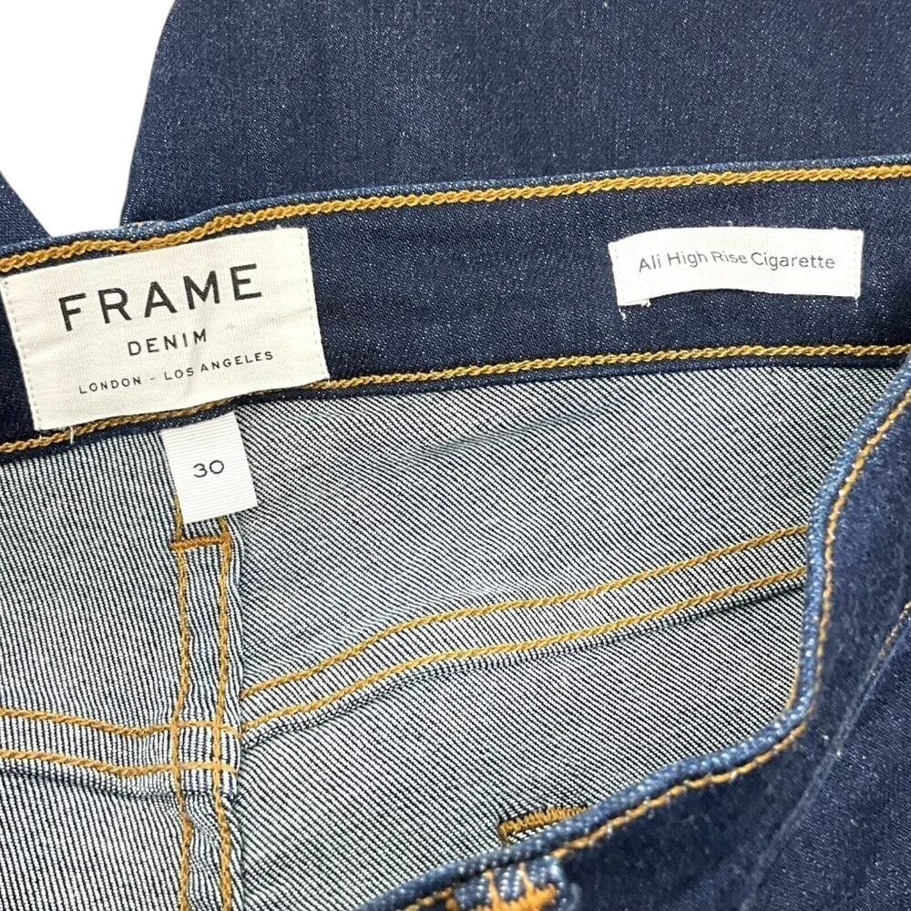 Frame Ali High Rise Cigarette Jeans Grove Street Size 30 Dark Wash Skinny Ankle - Picture 6 of 8
